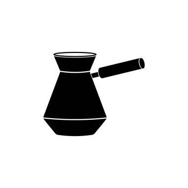 Katı kahve ikonu. Kahve kabı çizimi beyaza izole edilmiş. Web ve uygulama için tasarlanmış Utensil kabartma tasarımı. Eps 10