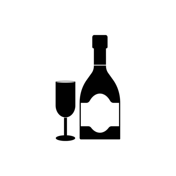 一瓶香槟和玻璃矢量图标 — 图库矢量图片