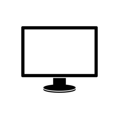 Bilgisayar monitörü simgesi. Düz bilgisayar sembolü. Vektör illüstrasyonu, EPS10.