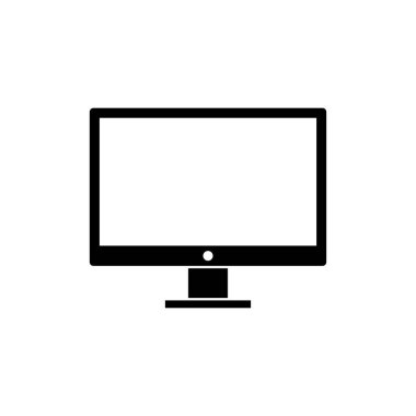 Bilgisayar monitörü simgesi. Düz bilgisayar sembolü. Vektör illüstrasyonu, EPS10.