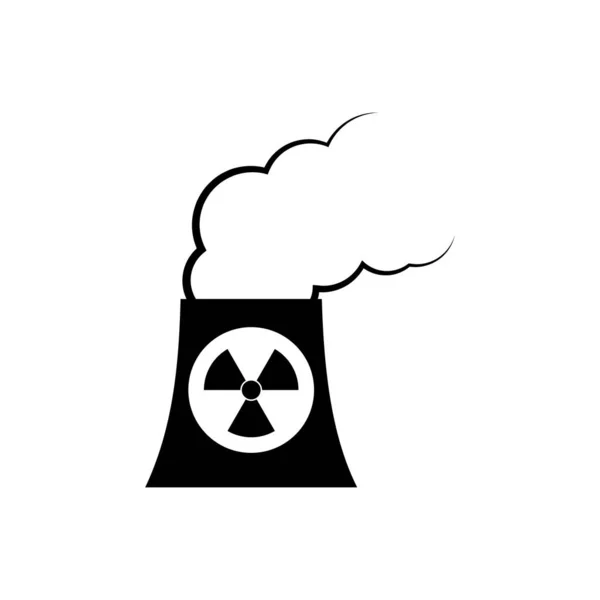 Nuclear Power Plant Silhouette Icon Flat Style Non Renewable Energy — Stock Vector