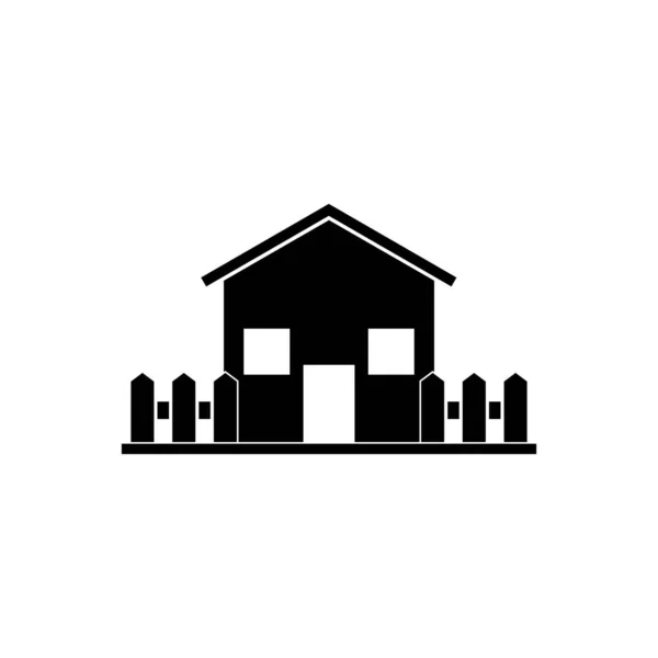 Icono Simple Silueta Casa Con Cerca Inmuebles Logotipo Seguridad Para — Archivo Imágenes Vectoriales