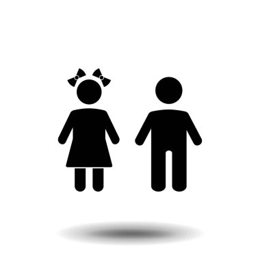 Vektör kız ve erkek ikon. Basit düz sembol. Resim resim çizimi