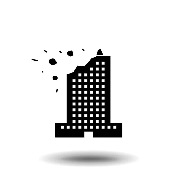 Crash Building Logo Explosion Einem Gebäude Isoliert Auf Weißem Hintergrund — Stockvektor