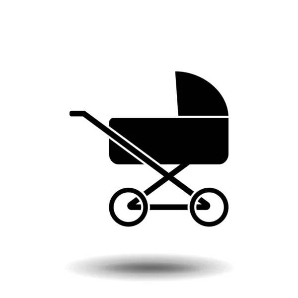 Ícone Carrinho Bebê Ilustração Vetorial Cheia Preto Símbolo Carrinho Bebê — Vetor de Stock