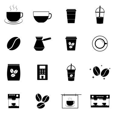 Beyaz arka plan ile kahve simgeleri