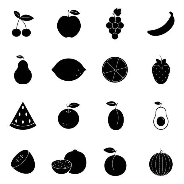 Set Icone Frutta Semplice Set Frutta Icone Vettoriali Web Design — Vettoriale Stock