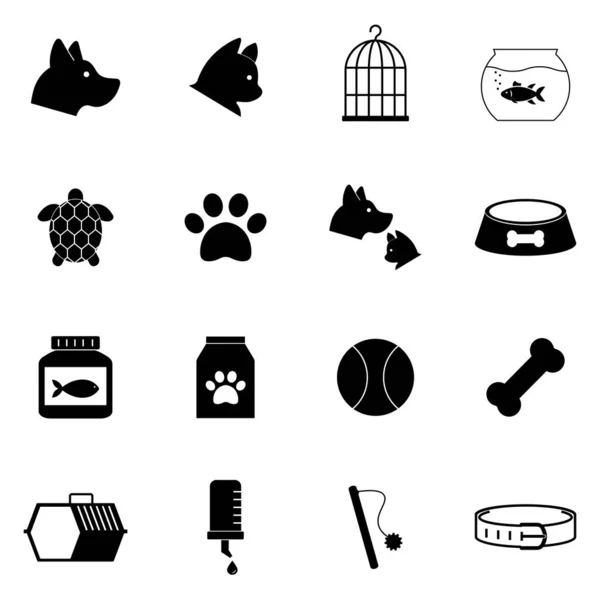 Animaux Compagnie Icônes Ensemble Symboles Vectoriels Mono Icon Set Illustration — Image vectorielle