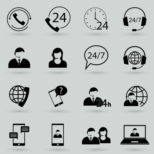 Telefon Çağrı Merkezi Icons Set — Stok Vektör