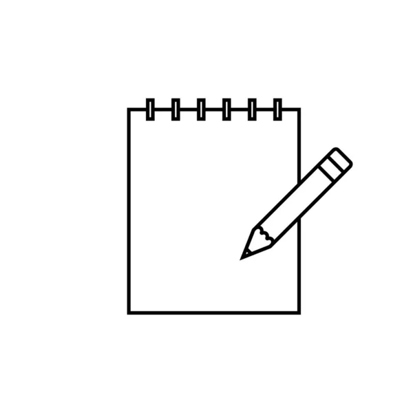 Papier Notebook Notatnik Linii Ołówka Zarejestruj Wektor Zarys Styl Liniowy — Wektor stockowy