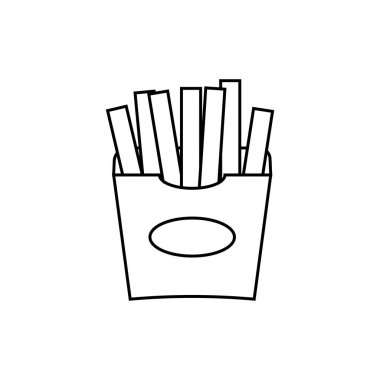 Patates kızartması ikonu. ince çizgi tasarımı