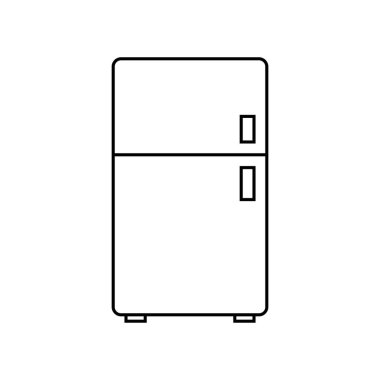 Buzdolabı buzdolabı yoğunlaştırıcı simge çizgisi beyaz arkaplanda siyah