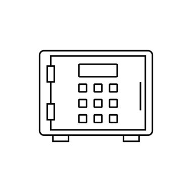 Güçlü çizgi simgesi, dış hat vektör işareti, beyaz üzerine izole edilmiş doğrusal piktogram. Güvenli oda sembolü, logo çizimi