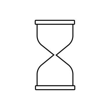 Kum saati çizgisi simgesi. İnce grafik elementler vektör illüstrasyonu, beyaz arkaplandaki ana hatlar desen.