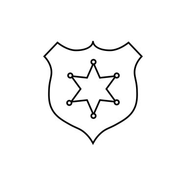 Polis rozeti çizgisi ikonu. Bu basit element illüstrasyonu web ve mobil için kullanılabilir.