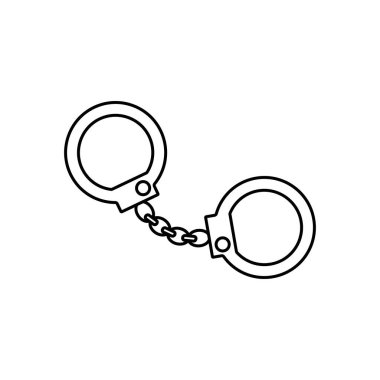 Kelepçe taslak simgesi. Mobil konsept ve web tasarımı için doğrusal biçim işareti. Polis, basit hat vektör ikonunu kelepçeledi. Sembol, logo illüstrasyonu.