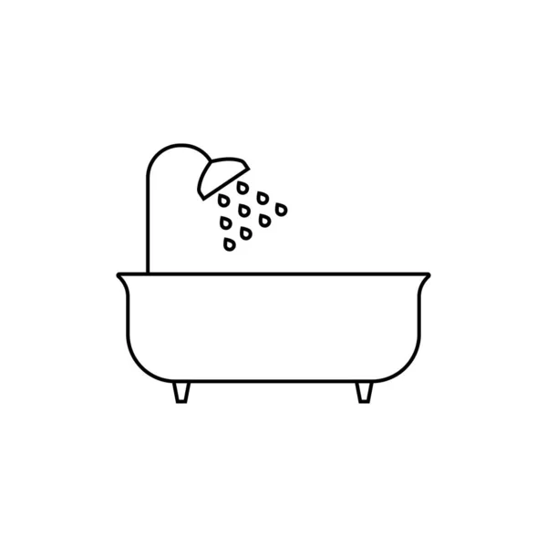 Baignoire Icône Linéaire Illustration Fine Bain Symbole Contour Schéma Vectoriel — Image vectorielle