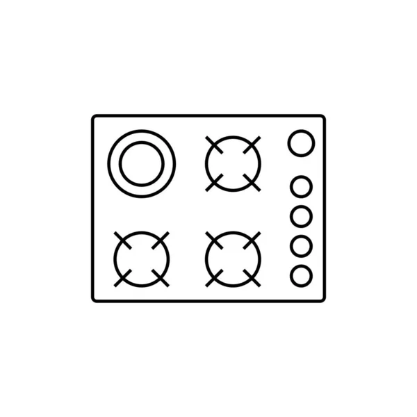 Gáz Tűzhely Ikonján Szerkezeti Vektor Jele Lineáris Piktogram Elszigetelt Fehér — Stock Vector