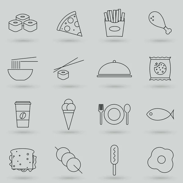 Conjunto Simple Comida Rápida Relacionados Con Los Iconos Línea Vectorial — Archivo Imágenes Vectoriales