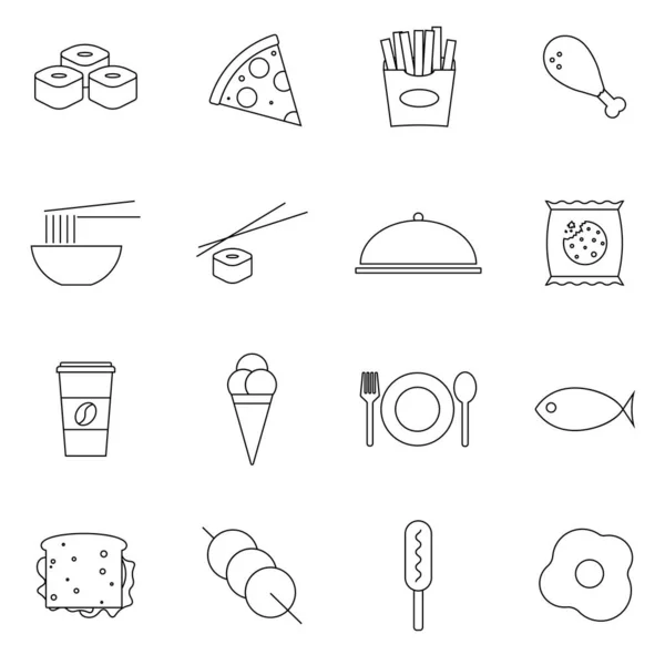 Simple Set Fast Food Related Vector Line Icons Contains Icons — Stock Vector