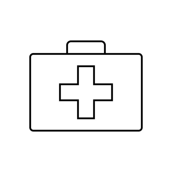 Liniensymbol Für Verbandskasten Umrissvektorzeichen Lineares Piktogramm Auf Weiß Isoliert Arzttasche — Stockvektor
