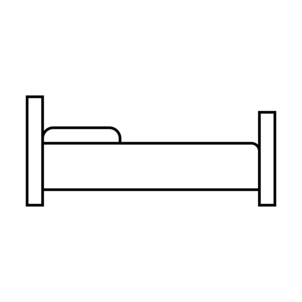 Single Bed Flat Line Icon Bedding Sign Thin Linear Logo — Stock Vector
