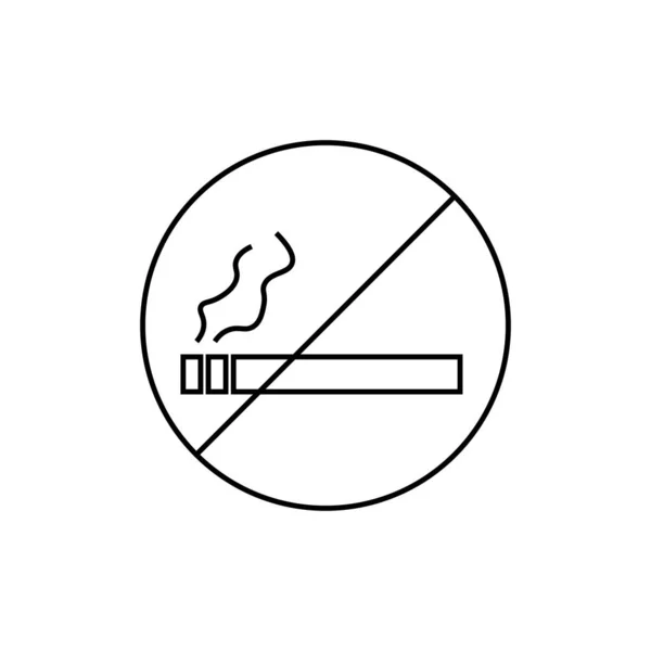 Nenhum Ícone Linha Área Fumar Sinal Vetor Contorno Pictograma Linear — Vetor de Stock