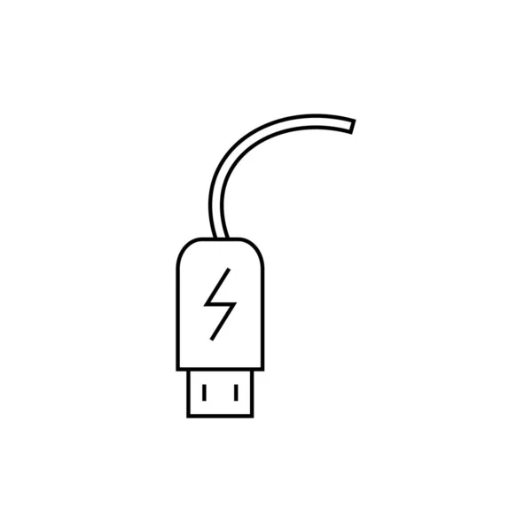 プラグ線形アイコンを充電します 充電プラグ ストローク シンボル デザインのコンセプト 薄いグラフィック要素ベクトル イラスト 白い背景 Eps の概要パターン — ストックベクタ