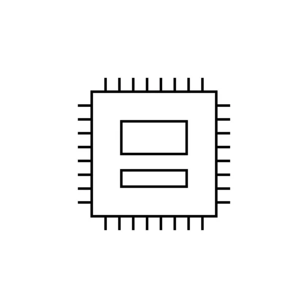 Počítačové Čip Izolované Lineární Ikony Pro Webové Stránky Minimalistický Plochý — Stockový vektor