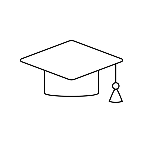 Icône Chapeau Graduation Ligne Mince Pour Web Mobile Design Plat — Image vectorielle