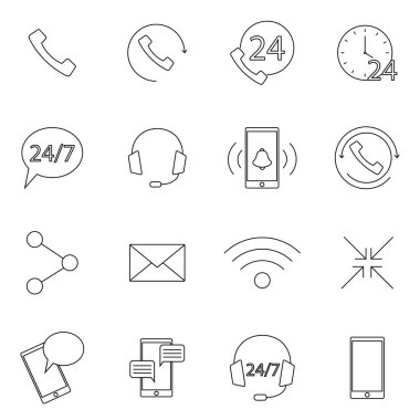 İlgili Vektör Satır Simgelerinin Basit İşlemi. Destek, Chat, Callback ve daha fazlası gibi simgeler içerir. Düz tasarım