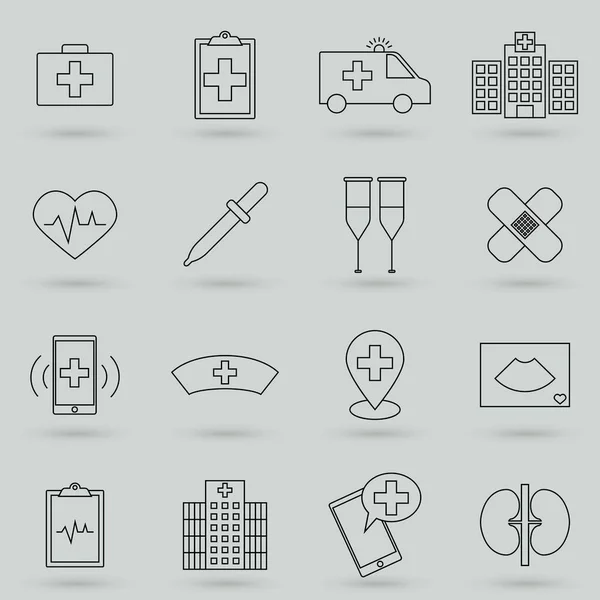 Conjunto Simple Asistencia Médica Relacionada Con Los Iconos Línea Vectorial — Archivo Imágenes Vectoriales