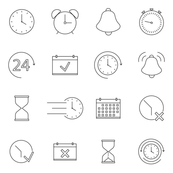 Einfache Reihe Zeitbezogener Vektorzeilen Symbole Enthält Symbole Wie Timer Geschwindigkeit — Stockvektor