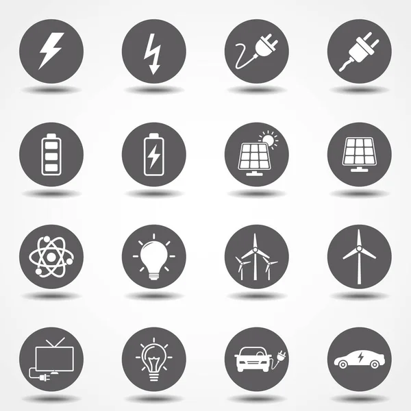 Electricity Icon Collection Vector Silhouette Illustration Signs Infographic Logo App — Stock Vector