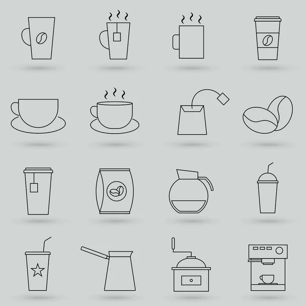 Set Simple Iconos Línea Vectorial Café Contiene Iconos Tales Como — Vector de stock