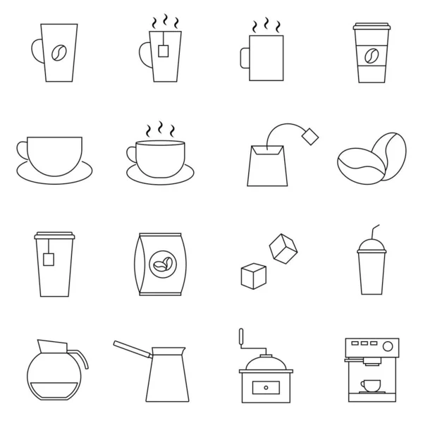 Set Simple Iconos Línea Vectorial Café Contiene Iconos Tales Como — Vector de stock