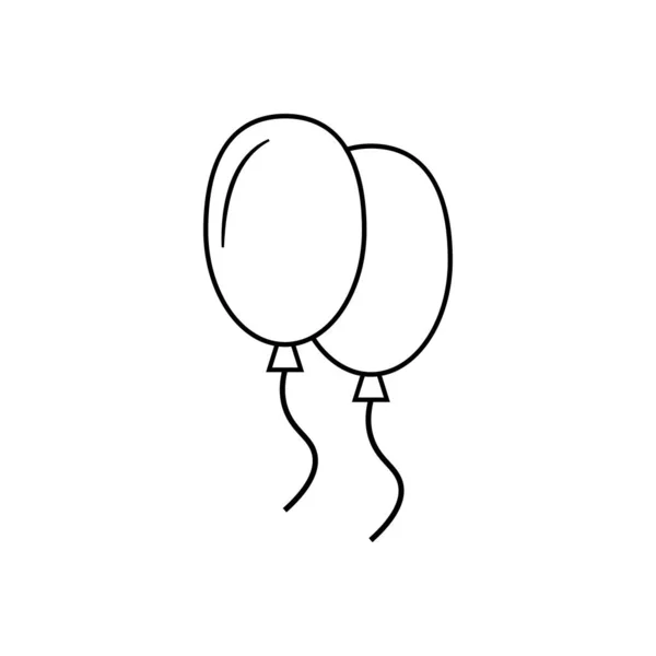 气球简单的线条图标 轮廓矢量符号 线性风格象形文字孤立在白色上 活动装饰符号 标识矢量图解 — 图库矢量图片