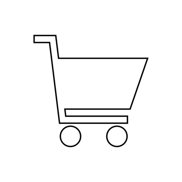 Tunn Linje Shopping Kort Vagn Ikon Vit Bakgrund Logotypvektorillustration — Stock vektor