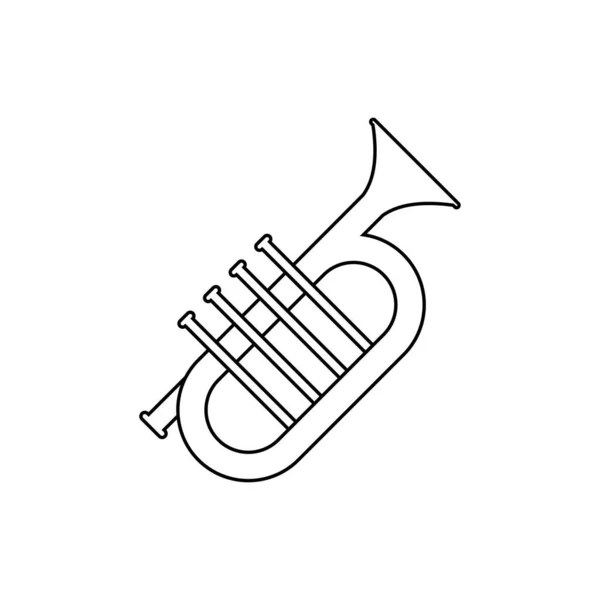 Obrys Trumpet Ikona Izolované Šedém Pozadí Moderní Jednoduchý Plochý Symbol — Stockový vektor