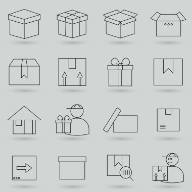 Lojistik - çizgi vektör simgesi ayarlandı. Konteynır, kargo, nakliye, teslimat. Web sitesi tasarımı ve geliştirilmesi için ince satır vektör simgeleri, uygulama geliştirme.