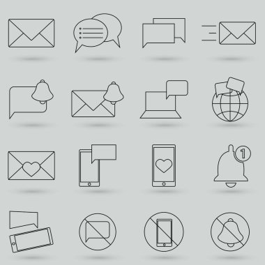 İleti ve konuşma balonu Vektör Satır Simgeleri. Web sitesi tasarımı ve geliştirilmesi için ince satır vektör simgeleri, uygulama geliştirme