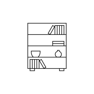 Kitaplık satırı simge vektörü. Siyah beyaz izole bir sembol. Logo şablonu. Web siteleri için özet kavramı.