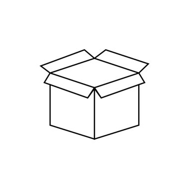 Web ve mobil için kutu simgesi ince çizgi, modern minimalist düz tasarım. Taslak Vektör Simgesi Beyaz Arkaplanda izole edildi. Moda düz ui tabela tasarımı, grafik piktogram. Logo çizimi. Bölüm 10.