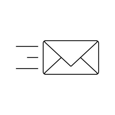 Çizgi simgesi - Bir ileti ana hat vektör işareti gönderiliyor, doğrusal biçim pictogram beyaz üzerine izole edildi. Sembol, logo illüstrasyonu.