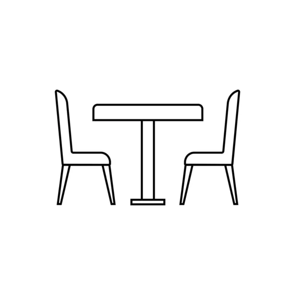 Masa ve sandalyeler, kafe çizgisi ikonu. Logo şablonu, eğlence parkı ürünleri, sirk broşürü, gezi afişi. Web siteleri için özet kavramı.