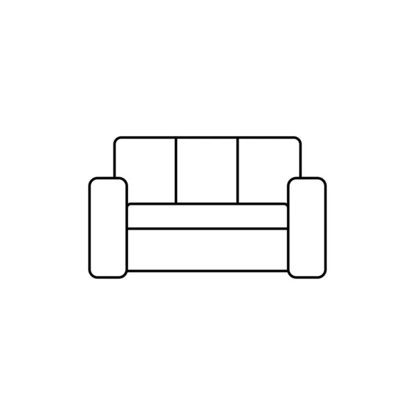 Retro Sofa Line Icon Living Room Furniture Black White Isolated — Stock Vector