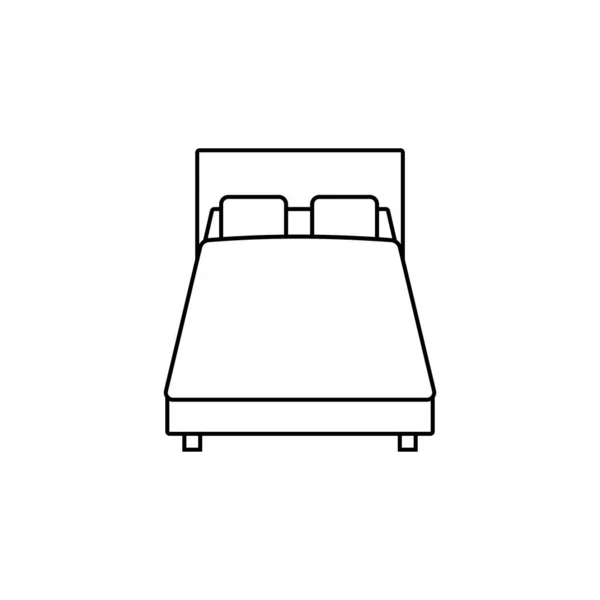 Значок Двойной Линии Кровати Контур Векторного Знака Линейная Пиктограмма Изолированная — стоковый вектор
