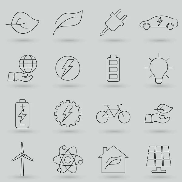 Simple Set Ecology Related Outline Icons Elements Mobile Concept Web — Stock Vector