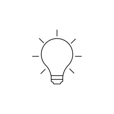 Çizgi ikonu ampul fikri. Beyaz Arkaplanda Vektör Simgesi izole edildi. Moda düz ui işaret tasarımı, grafik pictogram.