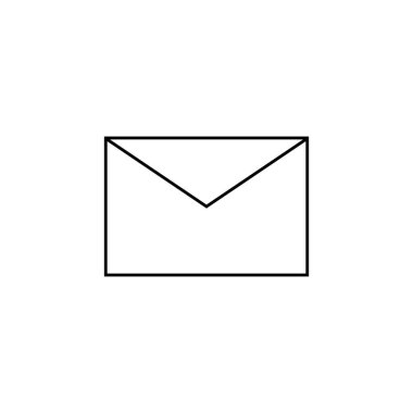 Harf simgesi, e-posta işareti. Vektör çizimi. Düz dizayn. Beyaz arkaplanda mesaj simgesi, e- posta, harf işareti. Vektör illüstrasyonu.